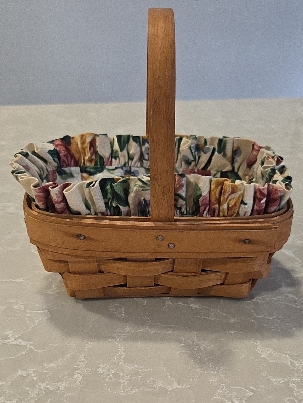 Longaberger 1999 Parsley Booking Basket with Floral Fabric Liner